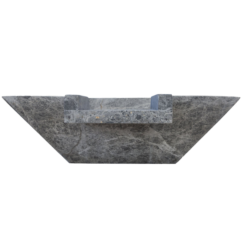 Silver Shadow Marble Natural Stone Pool Square Cascade Water Bowl