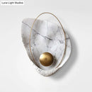 GobekUsa Marble Teardrop Sconce Lamp: Designer 1-Light Flush Mount Wall Light in Black/White for Living Room