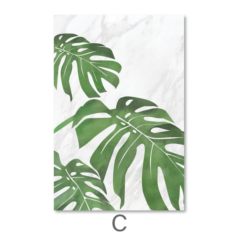 Marble Tropical Leaf Canvas