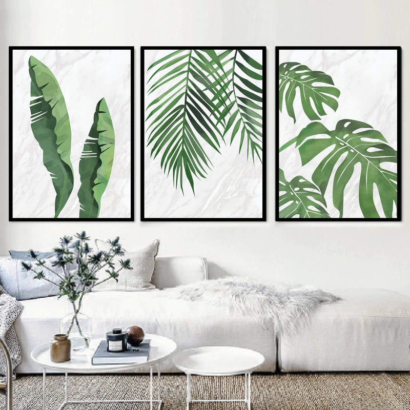 Marble Tropical Leaf Canvas