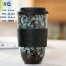 Marbled ceramic kiln mug with silicone grip kitchen travel cup by Decorbites