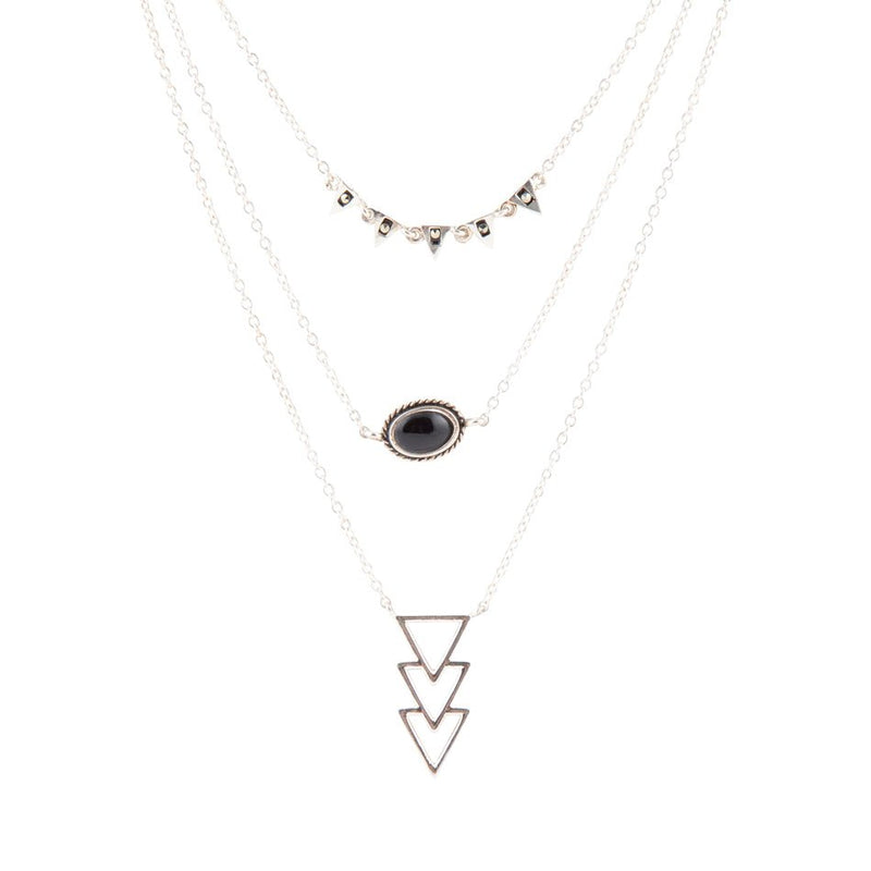 Marcasite and Onyx Sterling Silver Layered Necklace