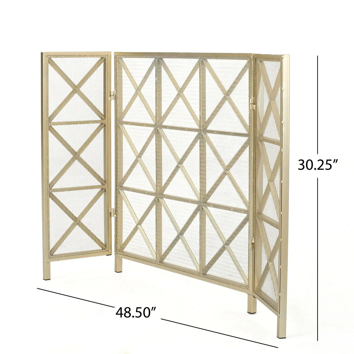 Margaret - 3 Panel Fireplace Screen Iron, photo 2 of 4