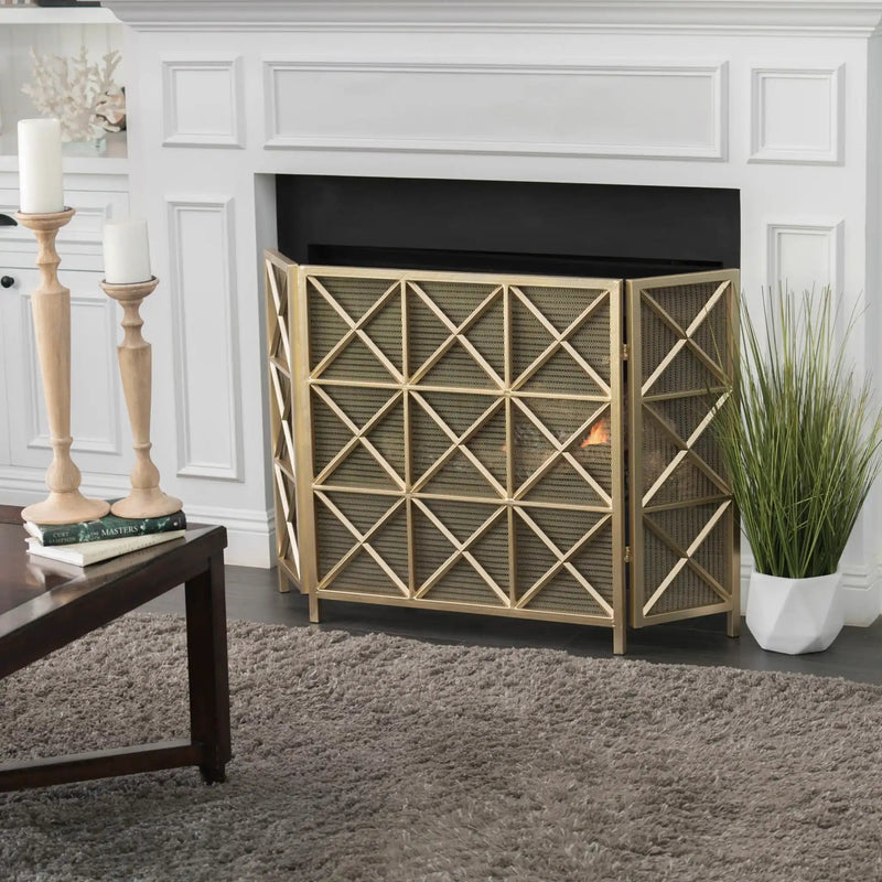 Margaret - 3 Panel Fireplace Screen Iron, photo 3 of 4
