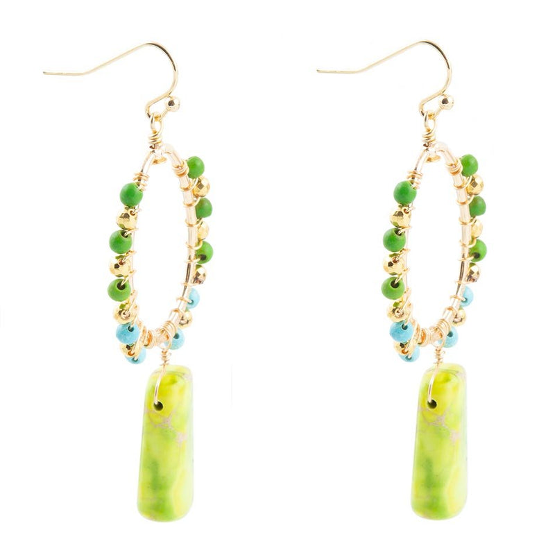 Margarita Green Jasper Golden Drop Earrings