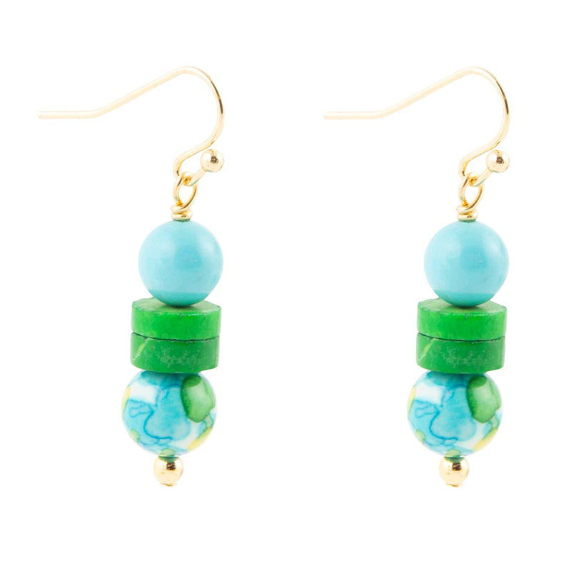 Margarita Mixed Blue and Green Golden Drop Earrings