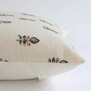 Marla Floral Block Printed Pillow Cover | Blue and Mustard by Apartment No.3