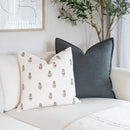 Marla Floral Block Printed Pillow Cover | Blue and Mustard by Apartment No.3