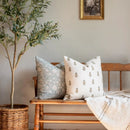 Marla Floral Block Printed Pillow Cover | Blue and Mustard by Apartment No.3