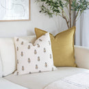 Marla Floral Block Printed Pillow Cover | Blue and Mustard by Apartment No.3