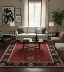 Maroon and Black Traditional Oriental Hand Knotted Custom Made wool Area Rug
