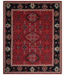 Maroon and Black Traditional Oriental Hand Knotted Custom Made wool Area Rug
