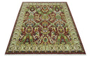 Maroon and Green Hand Knotted Traditional Large Design Multi Size wool area rug