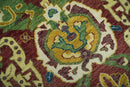 Maroon and Green Hand Knotted Traditional Large Design Multi Size wool area rug