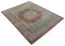 Maroon And Teal Traditional Mamluk Design Hand knotted 9x12 Wool Rug
