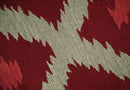 Maroon, Beige and Rust 3x5 Ikat Pattern Hand Woven Soumak Dhurrie Wool Area Rug by The Rug Decor