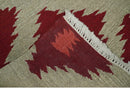Maroon, Beige and Rust 3x5 Ikat Pattern Hand Woven Soumak Dhurrie Wool Area Rug by The Rug Decor