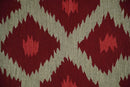 Maroon, Beige and Rust 3x5 Ikat Pattern Hand Woven Soumak Dhurrie Wool Area Rug by The Rug Decor