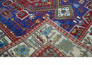 Maroon, Blue and ivory Hand Knotted Antique 8x10 Traditional Wool Rug by The Rug Decor