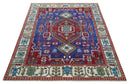 Maroon, Blue and ivory Hand Knotted Antique 8x10 Traditional Wool Rug by The Rug Decor