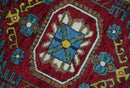 Maroon, Blue and ivory Hand Knotted Antique 8x10 Traditional Wool Rug by The Rug Decor