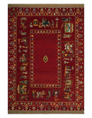 Maroon Indian Wedding 5x7, Hand Spun Wool Hand Knotted Antique Rug | KNT20