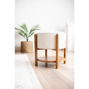 Round Puff with Wooden Base and Shelf