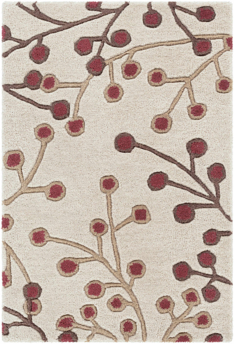 Elsu Beige&Burgandy Wool Rug