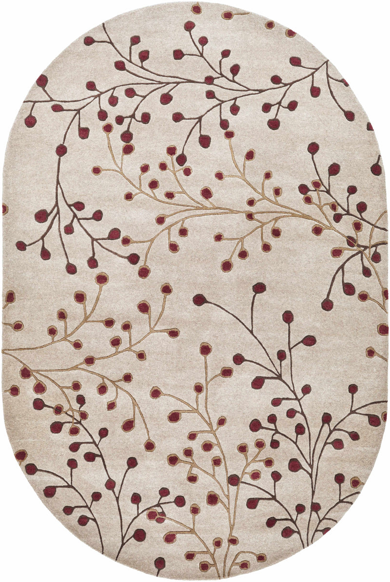 Elsu Beige&Burgandy Wool Rug