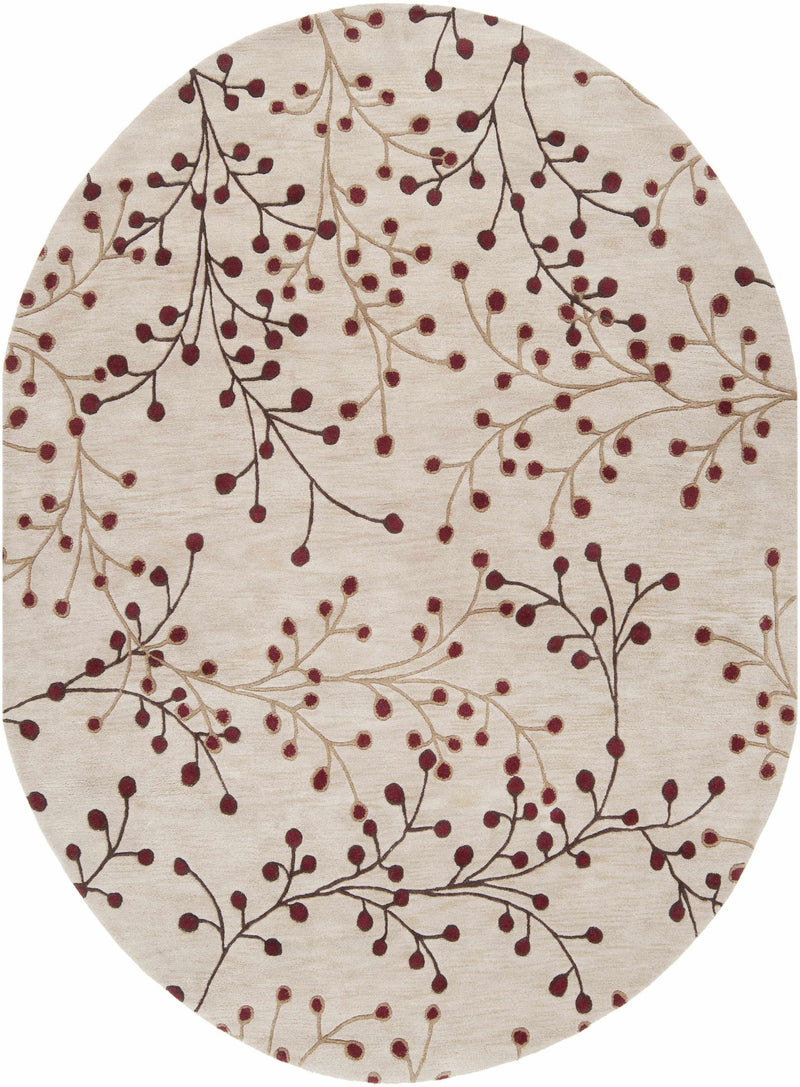 Elsu Beige&Burgandy Wool Rug