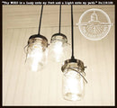 Vintage Pint Mason Jar Chandelier Pendant Trio
