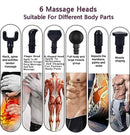 Massage Gun for Athletes, Portable Fiber Carbon Massager Gun with 6 Massage Heads 20 Speed