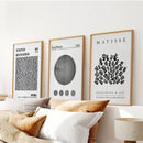 Black White Kusama, Matisse, Bauhaus Posters. Art Set of 3 by Wall Art Set