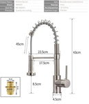 GobekUsa Brush Brass Kitchen Faucet Single Lever Pull Out Spring Spout Mixer Tap