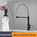 GobekUsa Brush Brass Kitchen Faucet Single Lever Pull Out Spring Spout Mixer Tap