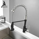 GobekUsa Brush Brass Kitchen Faucet Single Lever Pull Out Spring Spout Mixer Tap