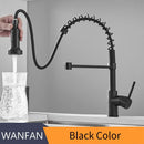 GobekUsa Brush Brass Kitchen Faucet Single Lever Pull Out Spring Spout Mixer Tap