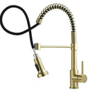 GobekUsa Brush Brass Kitchen Faucet Single Lever Pull Out Spring Spout Mixer Tap