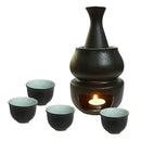 GobekUsa Ceramic Sake Set: Sake Bottle, Warmer, & 4 Cups