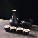 GobekUsa Ceramic Sake Set: Sake Bottle, Warmer, & 4 Cups