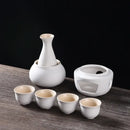 GobekUsa Ceramic Sake Set: Sake Bottle, Warmer, & 4 Cups