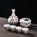 GobekUsa Ceramic Sake Set: Sake Bottle, Warmer, & 4 Cups