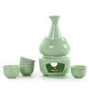 GobekUsa Ceramic Sake Set: Sake Bottle, Warmer, & 4 Cups