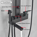 GobekUsa Black Bathroom Faucet Shower Kit with Rainfall Shower Column and Bidet Mixer System