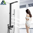 GobekUsa Black Bathroom Faucet Shower Kit with Rainfall Shower Column and Bidet Mixer System