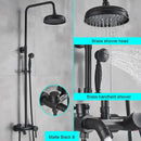 GobekUsa Black Bathroom Shower Faucet Mixer with 8" Rainfall Shower, Wall Mount Tub Spout