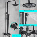 GobekUsa Black Bathroom Shower Faucet Mixer with 8" Rainfall Shower, Wall Mount Tub Spout