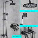 GobekUsa Black Bathroom Shower Faucet Mixer with 8" Rainfall Shower, Wall Mount Tub Spout