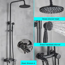 GobekUsa Black Bathroom Shower Faucet Mixer with 8" Rainfall Shower, Wall Mount Tub Spout