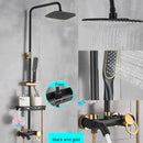 GobekUsa Black Bathroom Shower Faucet Mixer with 8" Rainfall Shower, Wall Mount Tub Spout